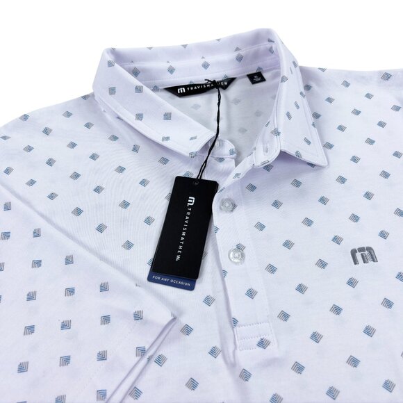 Travis Mathew Perfect Saturday Night Stay Golf Polo Mens SLIM FIT White NWT - Picture 1 of 6